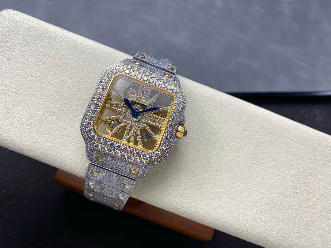 Đồng Hồ Cartier Santos Skeleton Demi Gold Nam Đính Đá Replica 11 (6) Đồng Hồ Cartier Santos Skeleton Demi Gold Nam Đính Đá Replica 11 (1)