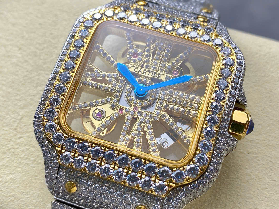 Đồng Hồ Cartier Santos Skeleton Demi Gold Nam Đính Đá Replica 11 (7) Đồng Hồ Cartier Santos Skeleton Demi Gold Nam Đính Đá Replica 11 (1)