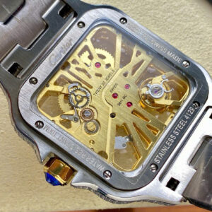 Đồng Hồ Cartier Santos Skeleton Demi Gold Nam Đính Đá Replica 11 (1)