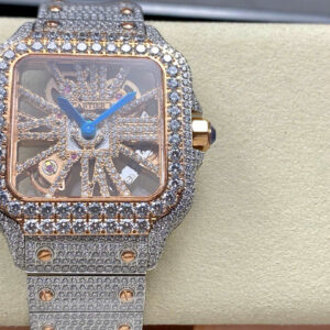 Đồng Hồ Cartier Santos Skeleton Demi Rose Nam Đính Đá Replica 11 (2)