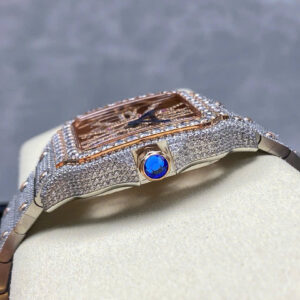 Đồng Hồ Cartier Santos Skeleton Demi Rose Nam Đính Đá Replica 11 (2)