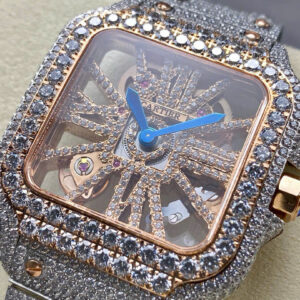 Đồng Hồ Cartier Santos Skeleton Demi Rose Nam Đính Đá Replica 11 (2)