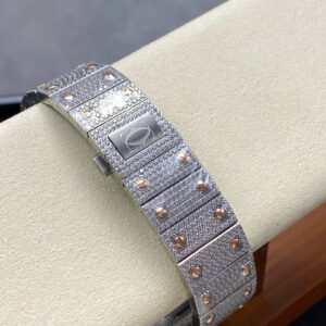 Đồng Hồ Cartier Santos Skeleton Demi Rose Nam Đính Đá Replica 11 (2)