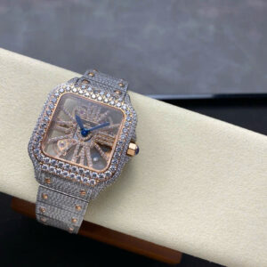 Đồng Hồ Cartier Santos Skeleton Demi Rose Nam Đính Đá Replica 11 (2)