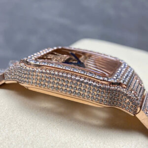 Đồng Hồ Cartier Santos Skeleton Rose Gold Replica Cao Cấp Đính Full Đá (3)