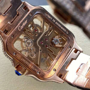 Đồng Hồ Cartier Santos Skeleton Rose Gold Replica Cao Cấp Đính Full Đá (3)