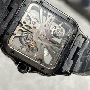 Đồng Hồ Cartier Santos Skeleton WHSA0009 Thép Đen Replica Cao Cấp (1)