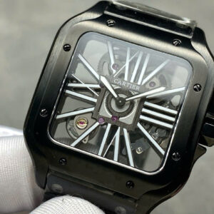 Đồng Hồ Cartier Santos Skeleton WHSA0009 Thép Đen Replica Cao Cấp (1)