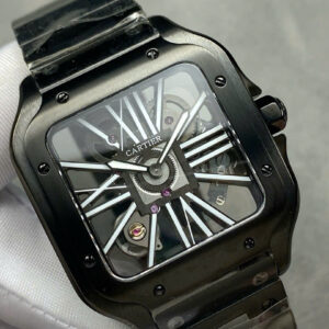 Đồng Hồ Cartier Santos Skeleton WHSA0009 Thép Đen Replica Cao Cấp (6)