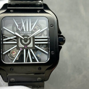 Đồng Hồ Cartier Santos Skeleton WHSA0009 Thép Đen Replica Cao Cấp (6)