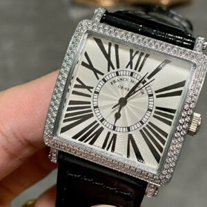Đồng Hồ Franck Muller Master Square 6002 Đính Đá Dây Da Màu Đen 33x33mm (2)