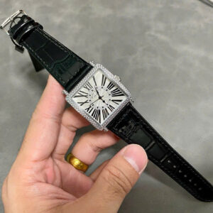 Đồng Hồ Franck Muller Master Square 6002 Đính Đá Dây Da Màu Đen 33x33mm (2)