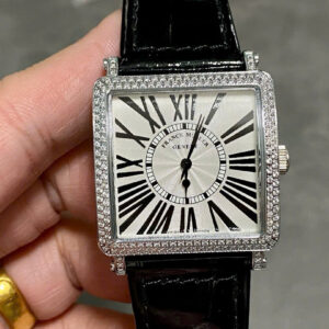 Đồng Hồ Franck Muller Master Square 6002 Đính Đá Dây Da Màu Đen 33x33mm (2)
