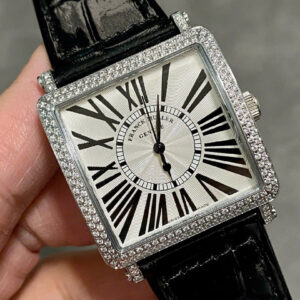 Đồng Hồ Franck Muller Master Square 6002 Đính Đá Dây Da Màu Đen 33x33mm (2)
