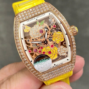 Đồng Hồ Franck Muller V32 Nữ Đính Đá Màu Vàng Replica Cao Cấp 36mm (1)