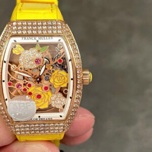 Đồng Hồ Franck Muller V32 Nữ Đính Đá Màu Vàng Replica Cao Cấp 36mm (1)