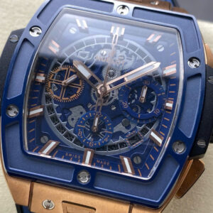 Đồng Hồ Hublot Spirit Of Big Bang King Gold Viền Gốm Xanh Chế Tác Xưởng BBF 42mm (6)