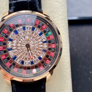 Đồng Hồ Jacob & Co Casino Tourbillon Đính Đá Dây Da Màu Đen Replica AMG 41mm (4)