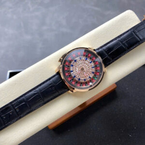 Đồng Hồ Jacob & Co Casino Tourbillon Đính Đá Dây Da Màu Đen Replica AMG 41mm (4)