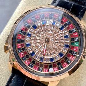 Đồng Hồ Jacob & Co Casino Tourbillon Đính Đá Dây Da Màu Đen Replica AMG 41mm (4)