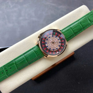 Đồng Hồ Jacob & Co Casino Tourbillon Đính Đá Dây Da Màu Xanh Replica AMG 44mm (6)