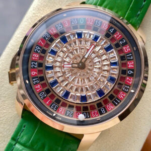 Đồng Hồ Jacob & Co Casino Tourbillon Đính Đá Dây Da Màu Xanh Replica AMG 44mm (6)
