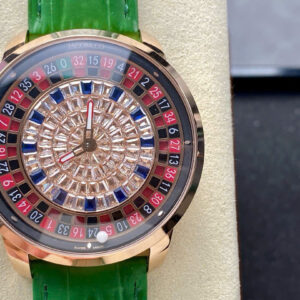 Đồng Hồ Jacob & Co Casino Tourbillon Đính Đá Dây Da Màu Xanh Replica AMG 44mm (6)