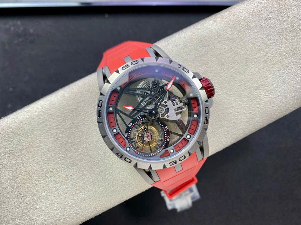 Đồng Hồ Roger Dubuis Excalibur Spider Titanium Màu Đỏ Chế Tác Tourbillon 45mm (9)