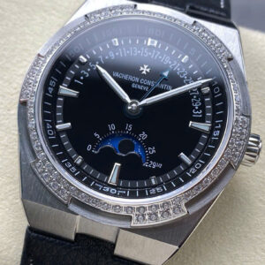 Đồng Hồ Vacheron Constantin Overseas 4500V Mặt Đen Đính Đá Replica 41mm (10)