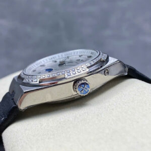 Đồng Hồ Vacheron Constantin Overseas 4500V Mặt Trắng Đính Đá Replica 41mm (3)