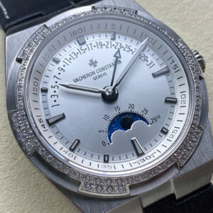 Đồng Hồ Vacheron Constantin Overseas 4500V Mặt Trắng Đính Đá Replica 41mm (3)