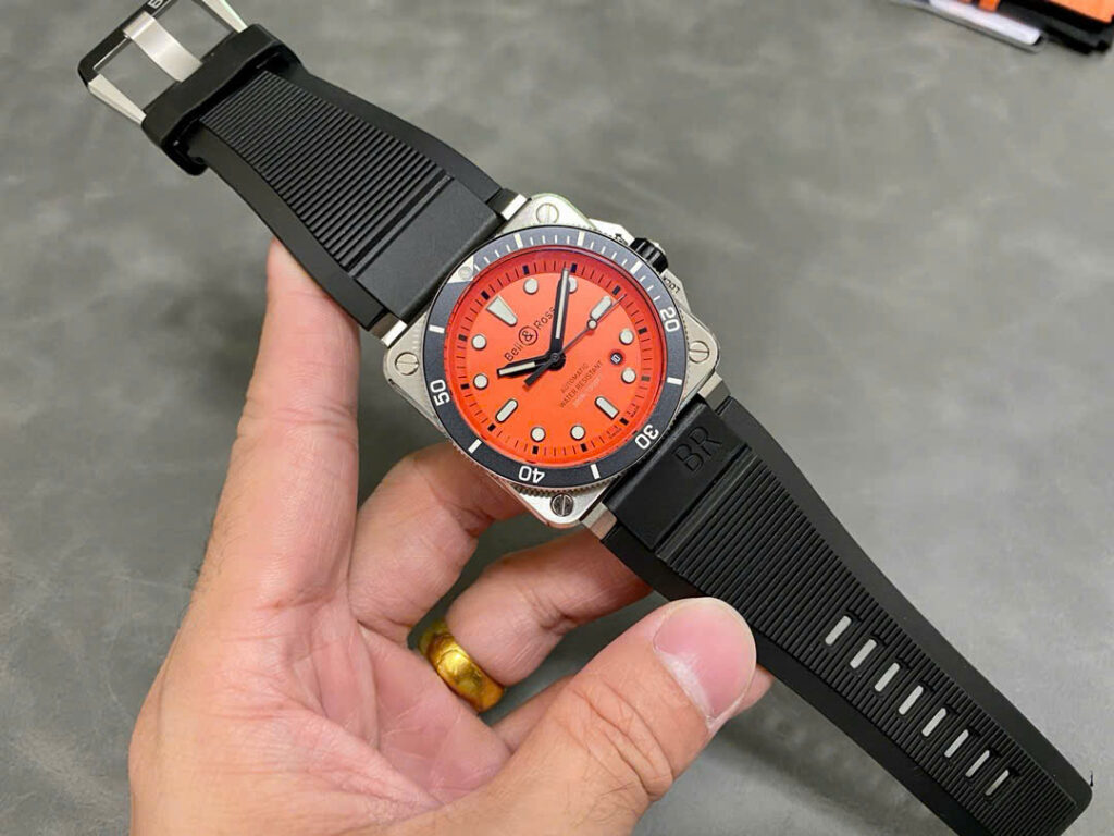 Đồng hồ Bell & Ross BR 03-92 Diver Orange Rep 11 Dây Cao Su Màu Đen 42mm (8)