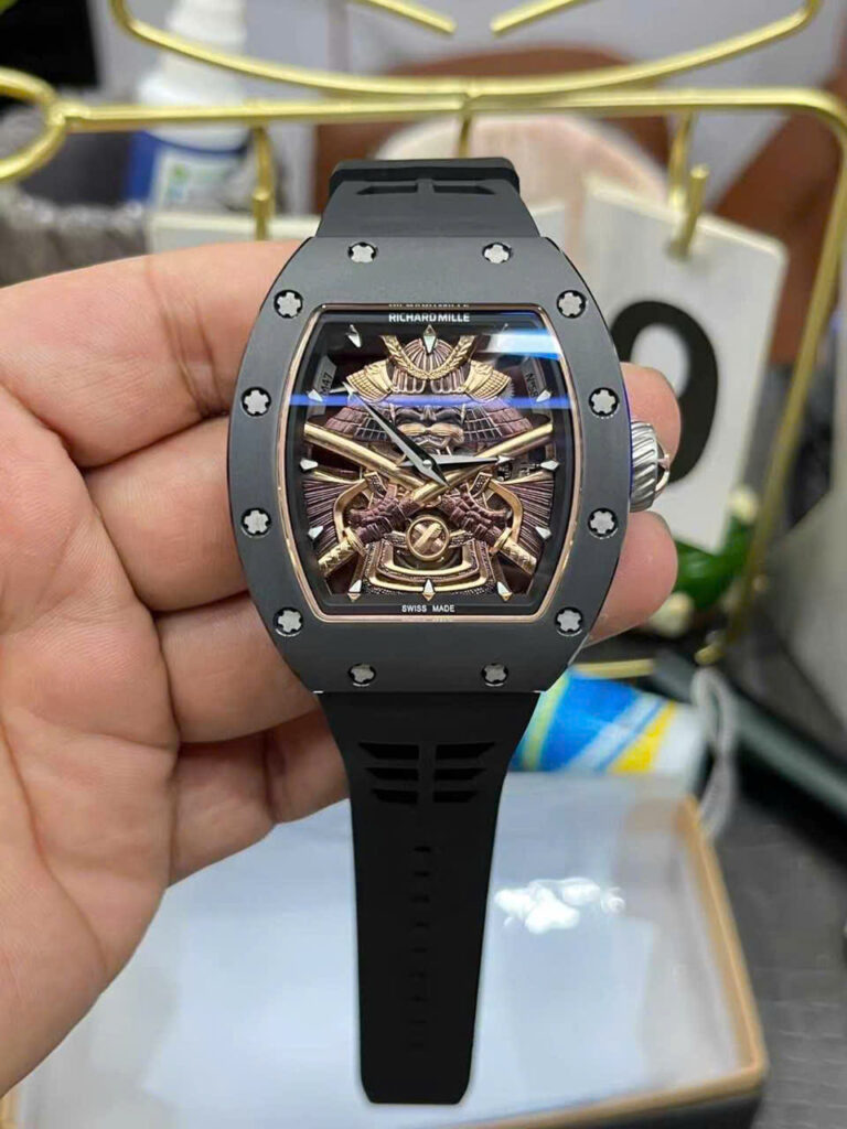 Đồng Hồ Richard Mille RM47 Samurai Super Fake Cao Cấp Dây Cao Su Màu Đen 43mm (9)