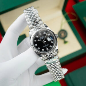 Đồng Hồ Rolex DateJust 126334 Mặt Đen Đính Đá Nhà Máy Clean Rep 1 1 41mm (3)