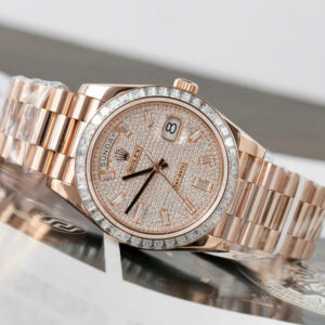 Đồng Hồ Rolex Day-Date 228345RBR Bọc Vàng Hồng Chế Tác Moissanite Baguette 40mm (8)