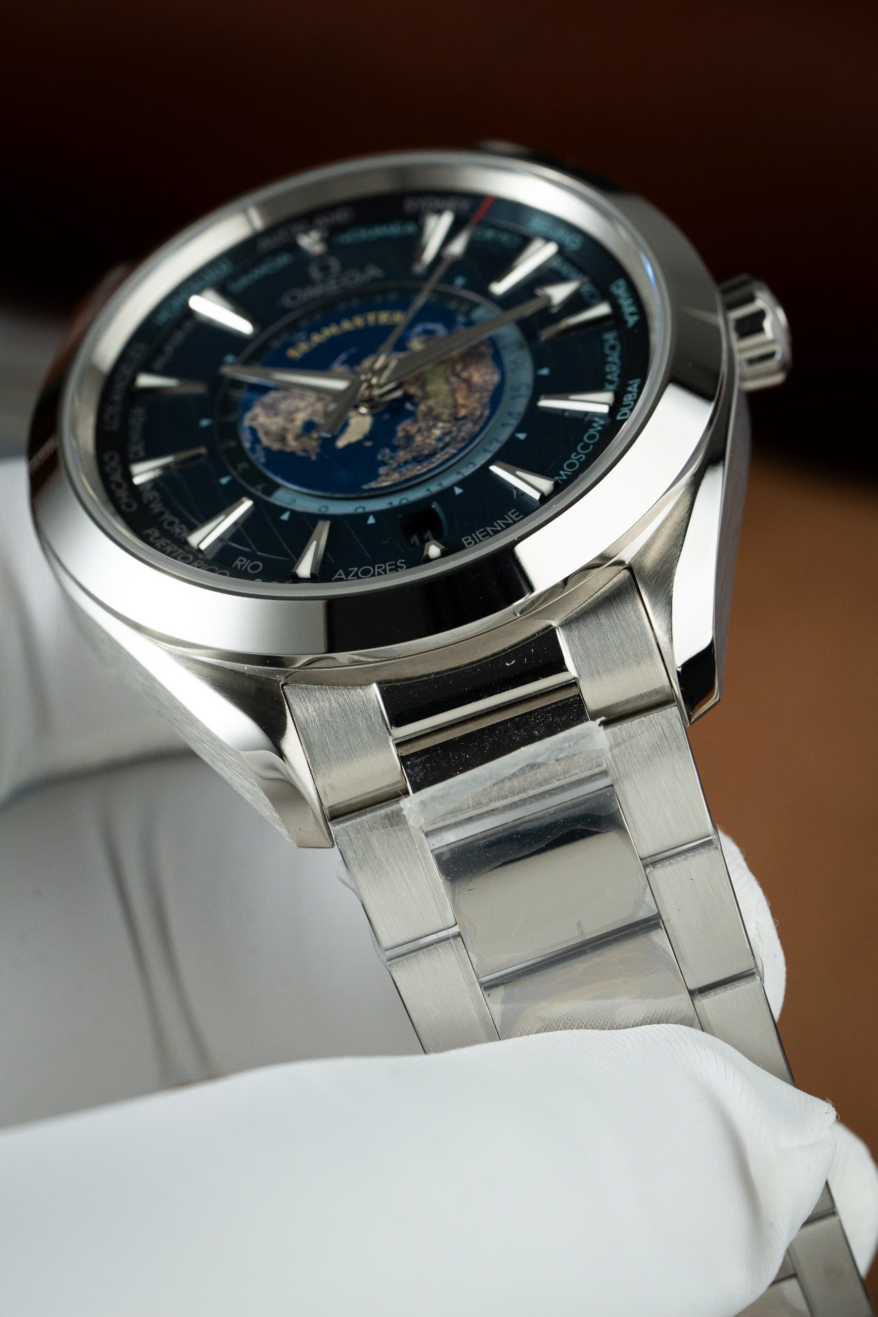 Đồng Hồ Chế Tác Omega Aqua Terra Worldtimer Mặt Xanh Nhà Máy N1 43mm (10)