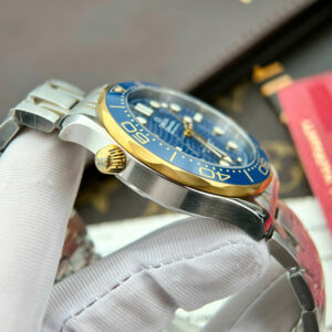 Đồng Hồ Omega Rep 1 1 Seamaster Diver 300M Mặt Số Xanh Demi Gold Nhà Máy VS 42mm (9)