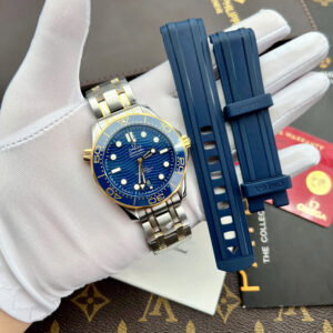 Đồng Hồ Omega Rep 1 1 Seamaster Diver 300M Mặt Số Xanh Demi Gold Nhà Máy VS 42mm (9)