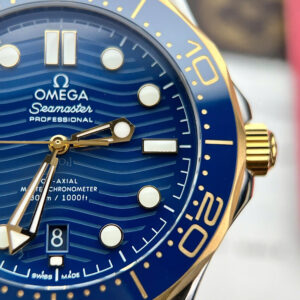 Đồng Hồ Omega Rep 1 1 Seamaster Diver 300M Mặt Số Xanh Demi Gold Nhà Máy VS 42mm (9)