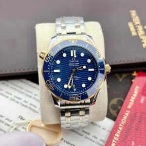 Đồng Hồ Omega Rep 1 1 Seamaster Diver 300M Mặt Số Xanh Demi Gold Nhà Máy VS 42mm (9)