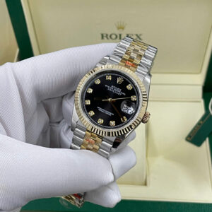 Đồng Hồ Rolex Chế Tác DateJust 126233 Bọc Vàng Thật Mặt Số Đen Đính Đá Xưởng GM 36mm (1)