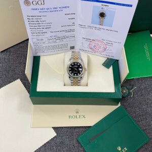 Đồng Hồ Rolex Chế Tác DateJust 126233 Bọc Vàng Thật Mặt Số Đen Đính Đá Xưởng GM 36mm (1)