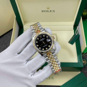 Đồng Hồ Rolex Chế Tác DateJust 126233 Bọc Vàng Thật Mặt Số Đen Đính Đá Xưởng GM 36mm (1)