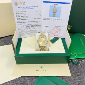 Đồng Hồ Rolex Chế Tác DateJust 126233 Bọc Vàng Thật Mặt Số Vàng Champagne Đính Đá Xưởng GM 36mm (3)