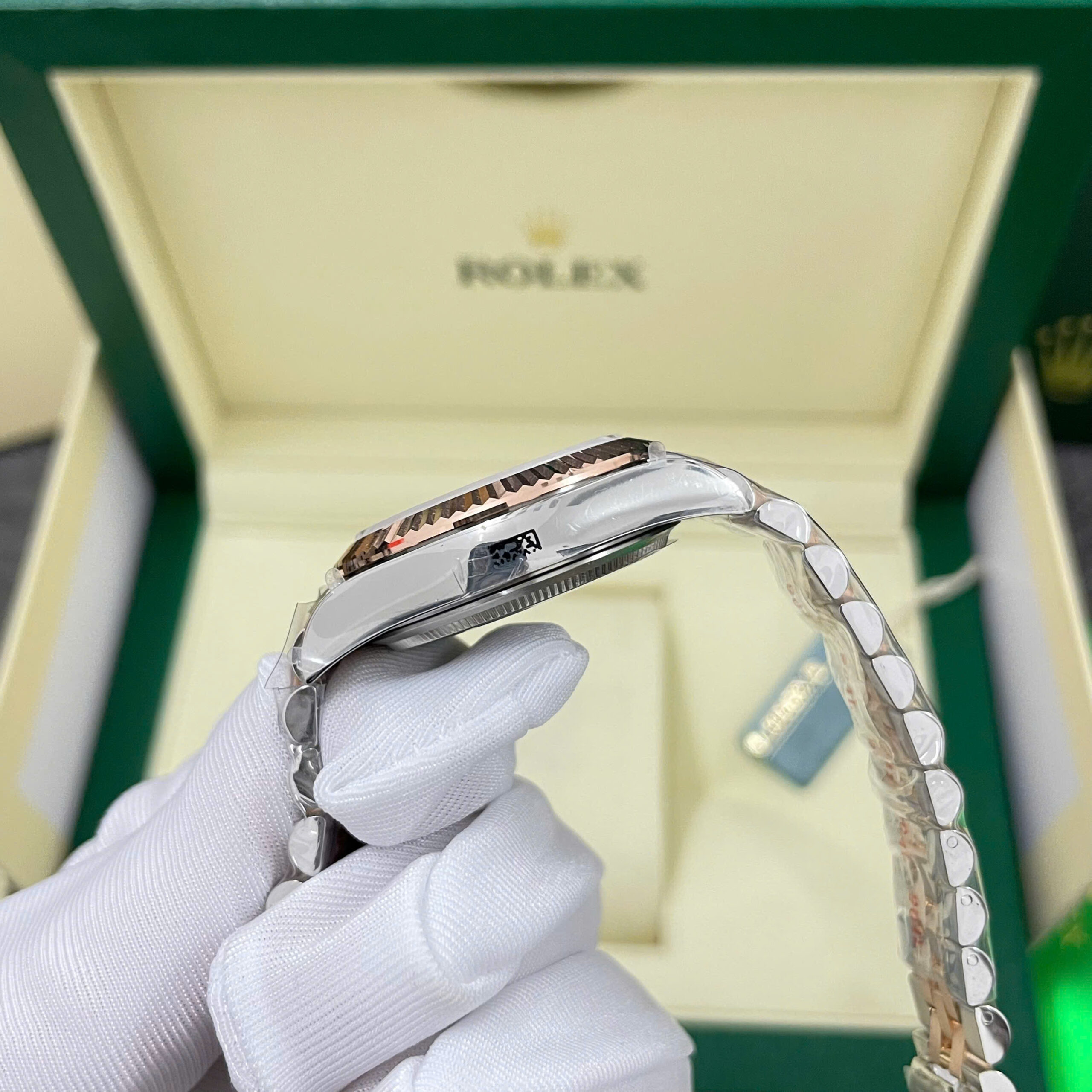 Đồng Hồ Rolex Chế Tác DateJust 278271 Bọc Vàng Thật Mặt Số Chocolate Cọc Số Đá Xưởng GM 31mm (1)