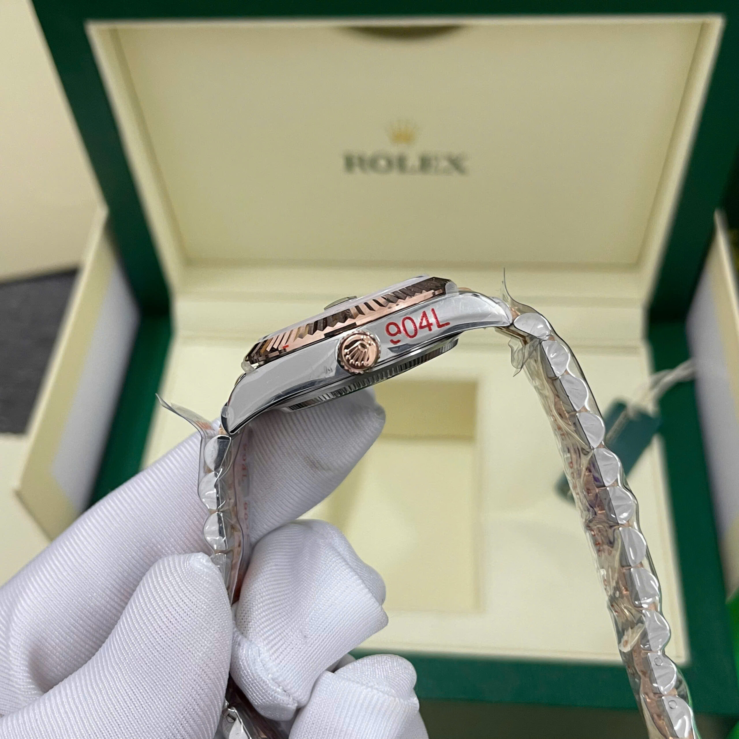 Đồng Hồ Rolex Chế Tác DateJust 278271 Bọc Vàng Thật Mặt Số Chocolate Cọc Số Đá Xưởng GM 31mm (4)