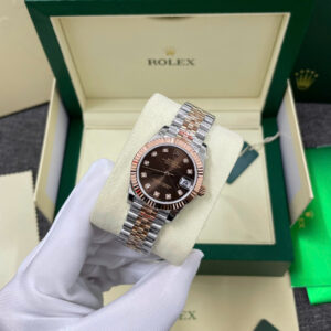 Đồng Hồ Rolex Chế Tác DateJust 278271 Bọc Vàng Thật Mặt Số Chocolate Cọc Số Đá Xưởng GM 31mm (12)
