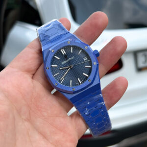 Đồng Hồ Audemars Piguet Chế Tác Gốm Xanh Royal Oak 15500CE Mặt Xanh Xưởng APS 41mm (9)