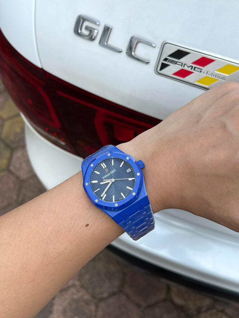 Đồng Hồ Audemars Piguet Chế Tác Gốm Xanh Royal Oak 15500CE Mặt Xanh Xưởng APS 41mm (9)