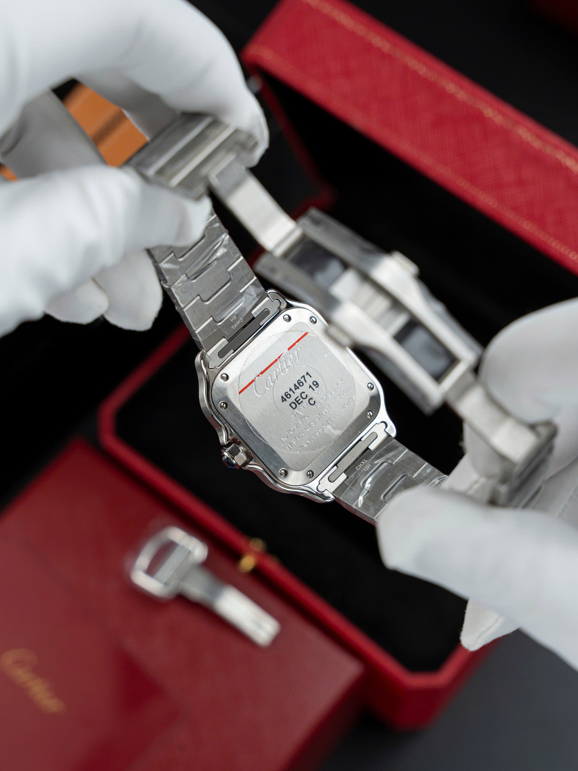 Đồng Hồ Cartier Rep 1 1 Santos WSSA0063 Nữ Mặt Xanh Blue Nhà Máy BV 35,1mm (6)